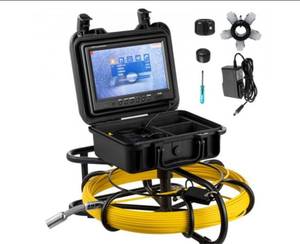 lot 41837 image: $$ VEVOR Sewer Camera, 300FT, 9 Screen Pipeline Inspection Camera with DVR Function & 8 GB SD Card, Waterproof IP68 Borescope LED Lights, Industrial Endoscope for Home Wall Duct Drain Pipe Plumbing, Retail $459
