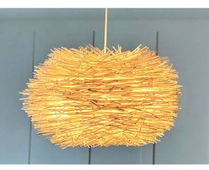 lot 41842 image: TODKEN Bamboo Pendant Light  Large Handwoven Wicker Light Fixture  Rattan Pendant Light for Dining Room, Kitchen, Restaurant  20 x 12 Chandelier