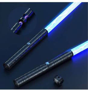 lot 41843 image: JvmuSaber Lightsaber Type-C Rechargeable Light Saber Double-Edged Sword Alloy Handle 7 Colors with 3 Sound Modes, Childrens Day Halloween Christmas Decoration (Black)