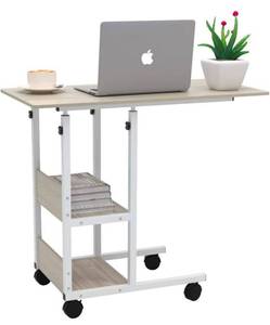 lot 41855 image: JACENTHOME Home Office Desk 31x16 Moveable Height Adjustable Creative PC Notebook Workstation Laptop End Side Table with Wheels for Study Room Bedroom Living Room