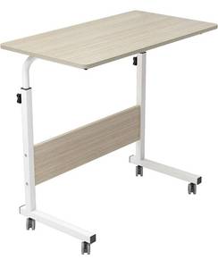 lot 41856 image: Rolling Desk Adjustable Standing Desk, Mobile Side Table 31.4 Inches w Wheels Adjustable C Table Movable Portable Laptop Computer Stand for Bed Sofa