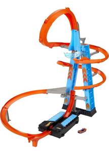 lot 41860 image: Hot Wheels Sky Crash Tower Track Set, 2.5 ft High with Motorized Booster, Orange Track & 1 Hot Wheels Vehicle, Race Multiple Cars Amazon Exclusive
