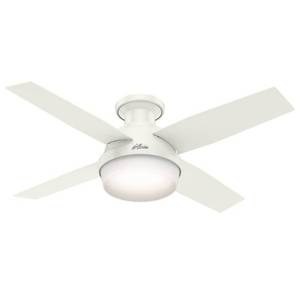 lot 41891 image: Hunter Fan Dempsey Low Profile Indoor Ceiling Fan with LED Light and Remote Control, Metal, Fresh White, 44 Inch (B01CDG06N4)