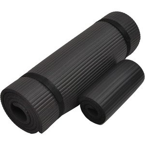 lot 41894 image: Everyday Essentials 12-Inch Extra Thick High Density Anti-Tear Exercise Yoga Mat with Knee Pad and Carrying Strap Black