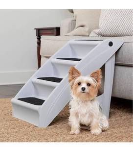 lot 41896 image: Folding Dog Stairs - Pet Stairs for IndoorOutdoor at Home or Travel - Dog Steps for High Beds, Sofa, Furniture - Pet Steps with Siderails, Non-Slip Pads - Durable, Support 150-200 lb
