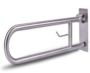 lot 58820 image: 24in Handicap Grab Bars for Bathroom - Toilet Safety Rails Flip Up Grab Bar, Stainless Steel Toilet Grab Bar U-Shaped with Paper Holder for Elderly Bariatric Pregnant Disabled Commode