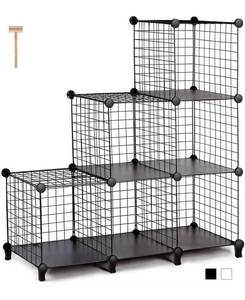 lot 58826 image: Homidec Wire Cube Storage,6-Cube Storage Organizer, Metal Stackable Storage Bins