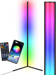 lot 58828 image: WITHINSAFE Corner Floor Lamp - RGB Color Changing Mood Lighting Lamp - 56.7 Dimmable Music and Voice Sync Bluetooth App - Missing Remote & 1 Section Doesn��t Light