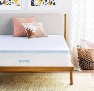 lot 58835 image: Linenspa 3 Inch Memory Foam Mattress Topper, Gel Infused Twin XL Mattress Topper, CertiPUR-US Certified