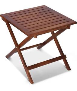 lot 58846 image: Indoor and Outdoor Wooden Folding Square CoffeeSide Table��Compact Portable Outdoor Table for Camping and Dining,Wood Patio Deck Garden Furniture.