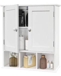 lot 58864 image: TaoHFE Bathroom Cabinet,Bathroom Wall Cabinet with 2 Door Adjustable Shelves,Over The Toilet Storage Cabinet,White