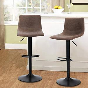 lot 69411 image: MAISON ARTS Swivel Bar Stools Set of 2 for Kitchen Counter Adjustable Counter Height Bar Chairs with Back Tall Barstools PU Leather Kitchen Island Stools, 300 LBS Bear Capacity, Brown