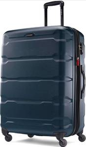 lot 73005 image: $$ Samsonite Omni PC Hardside Expandable Luggage with Spinner Wheels, Teal, Checked-Large 28-Inch - Retail $240