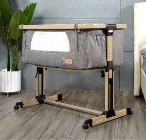lot 73007 image: Yamesmile Baby Crib Incline Portable Bassinet Bedside Sleeper Co Sleeper with Mattress Pad and Carry Bag (Yellow Frame)