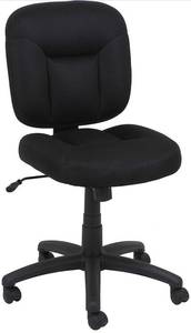 lot 73008 image: Amazon Basics Low-Back Armless Desk Chair, Upholstered Fabric, Adjustable Height, 360° Swivel Mobility, 18.7W, Black - Missing Parts