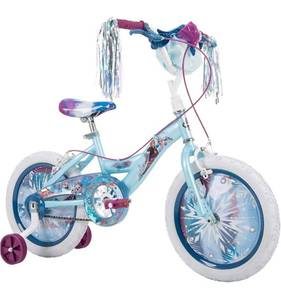 lot 73016 image: $$ Disney Frozen 2 Kids Bikes by Huffy, 12 Wheels, Quick Connect Assembly, Handlebar Bin Streamers - Retail $203