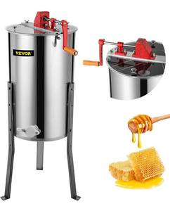 lot 73018 image: VEVOR Manual Honey Extractor Separator 3 Frame Stainless Steel Honeycomb Drum Spinner Crank Beekeeping Equipment Apiary Centrifuge Equipment