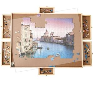 lot 73022 image: 1500 Pieces of Jigsaw Puzzle Board with 6 Drawers & Covers, Portable Jigsaw Puzzle Table, 26 X 34, Puzzle Accessories Puzzle Storage