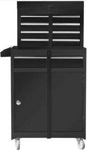 lot 73026 image: BIG RED Torin Rolling Garage Workshop Organizer  Detachable 4 Drawer Tool Chest with Large Storage Cabinet and Adjustable Shelf, 20.3 l x 11 w x 40.4 h, Black
