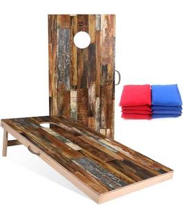 lot 73039 image: Sportdo Solid Wood Vintage Cornhole Game Set, Two 4x2Cornhole Boards, 8 Cornhole Bags for Indoor and Outdoor Toss Games Competitions, Tournaments