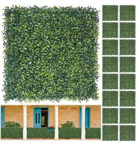 lot 73041 image: Bybeton Artificial Green Wall Panel,20x 20(16 - Pcs) UV-Anti Boxwood Faux Grass Panels for Backdrop, Garden Wall, and Indoor Outdoor Plant Wall Decor
