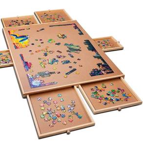 lot 73049 image: 1500 Piece Wooden Jigsaw Puzzle Table - 6 Drawers, Puzzle Board  27�� X 35�� Jigsaw Puzzle Board Portable - Portable Puzzle Table  for Adults and Kids