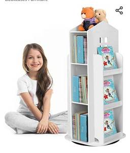 lot 73071 image: HM&DX 360° Rotating Childrens Bookshelf,Cartoon Books Rack Floor Simple Child Book Shelf for Home Bookcases Furniture, Retail $190.00