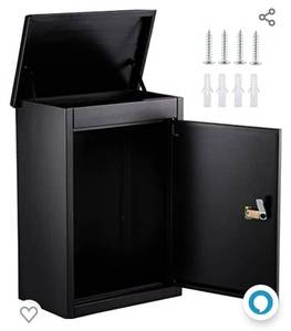 lot 73076 image: Happybuy Extra Large Mailbox 19.7x13.4 inch, Wall Mount Mailbox with 2 Keys, Security Locking Dropbox 1.2mm Galvanized Steel for Outside Home Office to Collect Package and MailMISSING KEYS