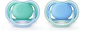 lot 73079 image: Lot of 2, Philips Avent 2pk Ultra Air Pacifier 6-18 Months - BlueGreen
