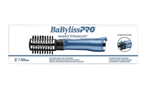lot 73108 image: BaBylissPRO BNT178UC Nano Titanium Rotating Hot Air Brush 2 Inch Barrel in Blue