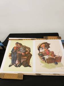 lot 5874 image: pair Norman Rockwell canvas prints 13x16
