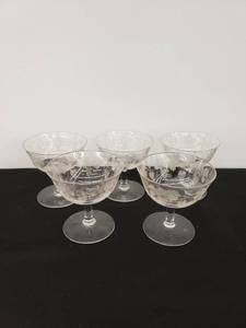 lot 5901 image: set 5 etched custard cups
