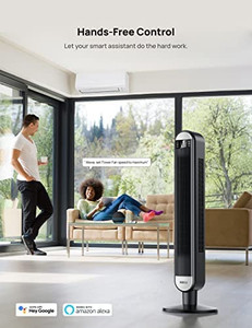 lot 6013 image: Retail $99.38 Dreo 42 Inch Smart Tower Fan, 90° Oscillating Fan, Alexa WiFi Fan, Voice Control,