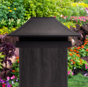 lot 6018 image: GreenLighting 8 Pack Modern Minka Post Cap Cover for 4x4 Nominal Wood Posts (Black)