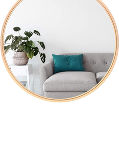 lot 6020 image: Retail $49.99 Round Wall Mirror with Metal Frame - Elegant Champagne Gold Brushed Aluminium Framed Circle Hanging Vanity Mirror for Wall Decor (18)