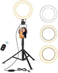 lot 6021 image: Selfie Ring Light with Tripod Stand and Cell Phone Holder for Live StreamingMakeup, Mini LED Camera Light for YouTube Videos, Photography.