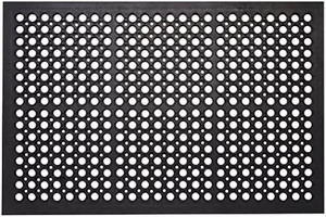 lot 6026 image: Envelor Home and Garden Durable Anti-Fatigue Rubber Drain Mat for Bar Restaurant, Assorted Colors (Black)
