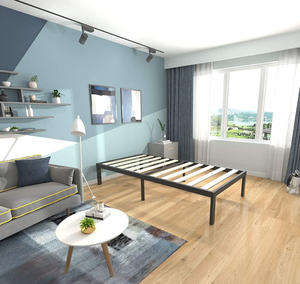 lot 6030 image: Retail $122.99 ZIYOO Heavy Duty Twin Bed Frames with Wooden Slats, 16 Inch Reinforced Platform Bed