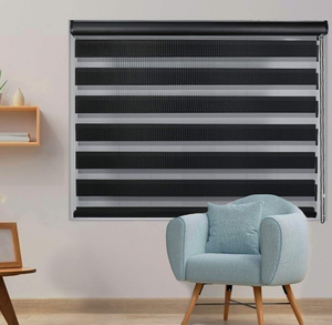lot 6031 image: LUCKUP Zebra Blinds for Window Dual Roller Shades with Valance Cover Day and Night Curtains(30 W X 72 H-Black)