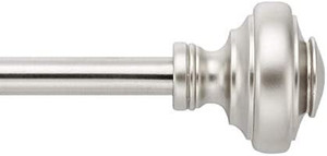 lot 6038 image: Collection 58 Diameter Curtain Rod Set with Curtain Rod Finials and Adjustable Wall Mounted Steel