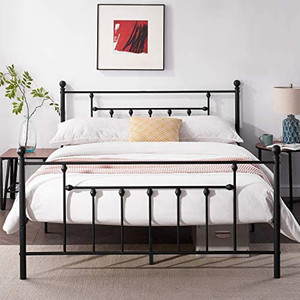 lot 6040 image: Retail $149.99 VECELO Queen Size Metal Bed Frame with Headboard, Footboard