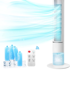 lot 6060 image: Retail $199.00 Evaporative Air Cooler - HiFresh 42-In Bladeless Tower Fan w4 Ice Packs & Water Tank, 3 Speeds