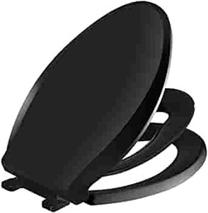 lot 7008 image: Toilet Seat with Toddler Seat Built in, Potty Training Toilet Seat for Kids, Magnetic Kids Toilet Seat, Slow Close, Thicken Plastic Easy to Clean, Removable and Never Loosen, Black(18.5��Elongated)