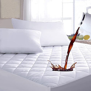 lot 7013 image: Twin XL Size Quilted Fitted Mattress Pad, Waterproof Breathable Soft Mattress Protector, Deep Pocket Fitted Style Bed Cover, Vinyl-Free