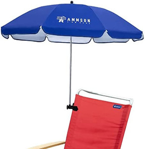 lot 7015 image: AMMSUN Chair Umbrella with Universal Clamp 43 inches UPF 50,Portable Clamp on Patio Chair,Beach Chair,Stroller,Sport chair,Wheelchair and Wagon,Blue