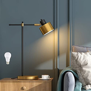 lot 7016 image: OYEARS Modern Desk Lamp for Reading LED 22.25�� Metal Table Lamp Light for Office Gold and Matte Black Accent Finish 5W Bulb Included
