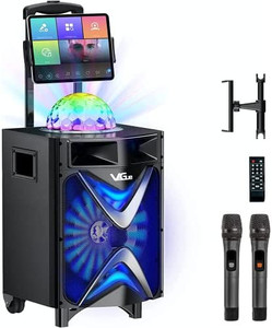 lot 7019 image: $$240 RETAIL Karaoke Machine for Adults & Kids, VeGue Bluetooth PA Speaker System with 2 Wireless Microphones, Disco Ball, 10 Subwoofer, Karaoke Singing Machine for Home Karaoke, Singing Party, Church (VS-1088)