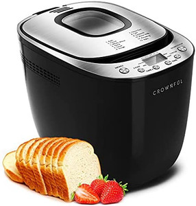 lot 7023 image: CROWNFUL Automatic Bread Machine, 2LB Programmable Bread Maker with Nonstick Pan and 12 Presets, 1 Hour Keep Warm Set , 2 Loaf Sizes, 3 Crust Colors, Recipe Booklet Included, ETL Listed (Black)