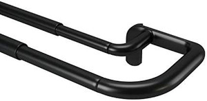 lot 7026 image: Umbra Twilight Double Curtain Rod Set �� Wrap Around Design is Ideal for Blackout or Room Darkening Panels, 88-144 Inch (224-366cm), Black