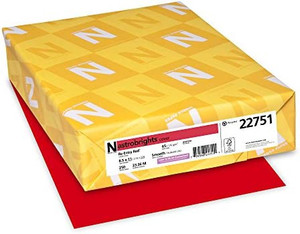 lot 7075 image: Neenah Astrobrights Premium Color Card Stock, 65 lb, 8.5 x 11 Inches, 250 Sheets, Re-Entry Red